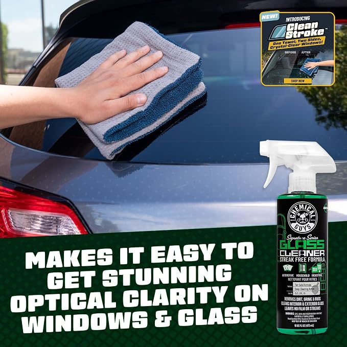 Chemical Guys, Signature Glass & Window Cleaner, Tint Safe, 16 oz, 2-Pack | Ammonia-free and tint-safe, clears fingerprints, smoke film and grime from glass, mirrors and screens, two pack