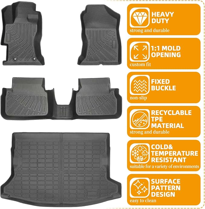 Floor Mats for Subaru Crosstrek 2018-2021-2023(NOT Hybrid) | for Subaru Impreza 2017-2023, Front Rear Mats & Cargo Mat,TPE Anti-Slip Waterproof Summer Winter Floor Liners Car Accessories