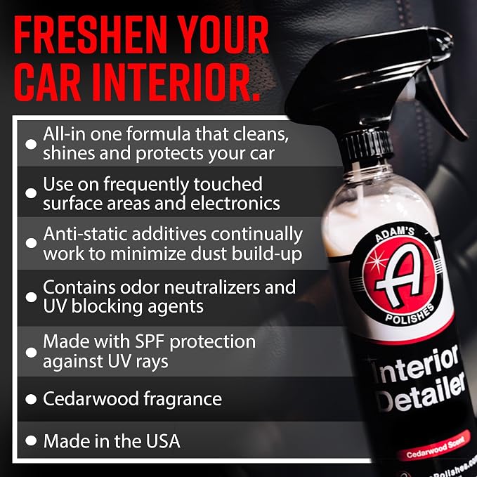 Adam's Polishes Interior Detailer Gallon (Cedarwood) - Total Car Interior Cleaner, Protectant & Dressing | All Purpose Cleaner & Leather Conditioner | Vinyl, Dashboard, Screen, Seat Cleaner & More