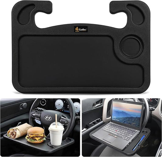 EcoNour Steering Wheel Desk for Hyundai Elantra 2011-2024 2025 2026 2-in-1 Car Tray Table Laptop Car Mount with Pen Holder Food Tray for Eating with Drinks Holder Multipurpose Travel Car Accessories