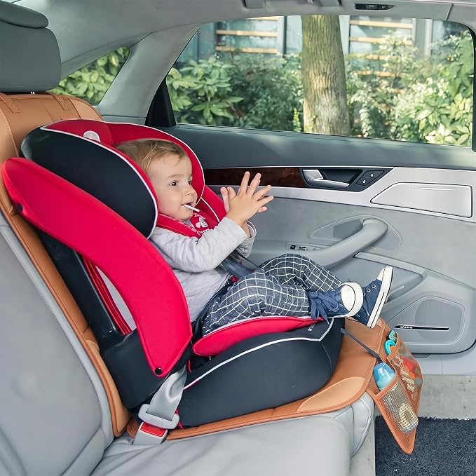 SMART ELF Car Seat Protector 2-Pack, Thick Padding Cushion with Non-Slip Backing (Dark Brown)
