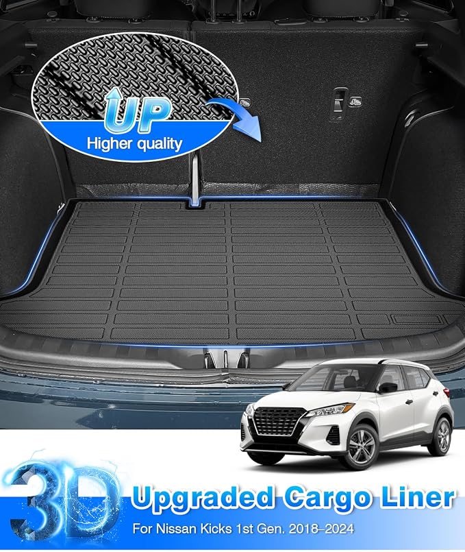 Cartist Cargo Mat Compatible with Nissan Kicks 2018 2019 2020 2021 2022 2023 2024 Trunk Mat Cargo Liner TPE All Weather Anti-Slip Odorless Trunk Mat