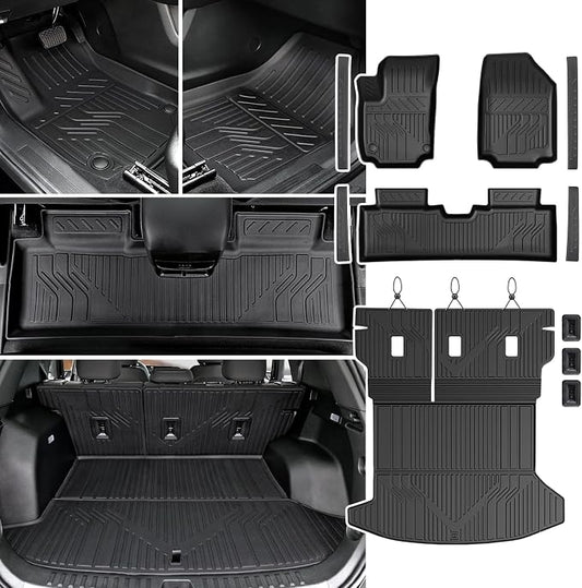 Floor Mats & Cargo Mat with Backrest Mat for 2025-2026 Chevy Equinox(Only Gas)/GMC Terrain, Door Sill Guards, All Weather TPE Car Floor Liners Trunk Mat Accessories for Chevrolet Equinox