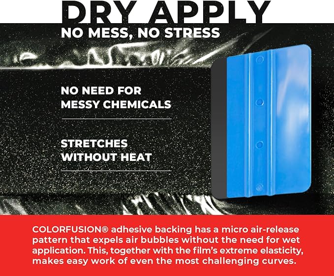 ColorFusion PPF by VViViD, Gloss Metallic Black Dry Apply PPF Vinyl Car Wrap Roll 10ft x 5ft