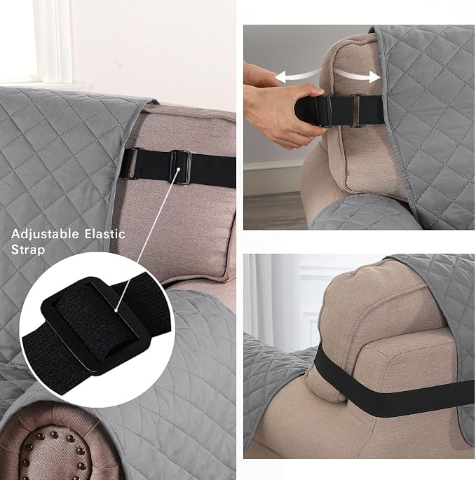 H.VERSAILTEX Reversible Sofa Cover Couch Cover for 3 Cushion Couch Water Resistant Sofa Cover for Living Room Quilted Furniture Couch Cover for Sofa Washable Couch Protector(Sofa, Light Grey/Beige)