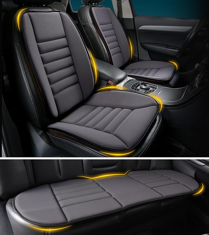 kingphenix 5-Piece Car Seat Cushion Set with Back Support | Full Back Support Pillow and Seat Cushion for Long Driving, Road Trips, Truck, Van, SUV, Dark Grey