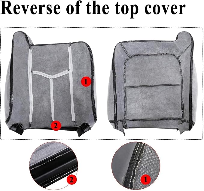 NLQR 6-Piece#692/69i Dark Gray Driver & Passenger Bottom+Top Lean+Armrest Replacement Microfiber Leather Seat Covers Custom Fit for Chevy Silverado Tahoe Suburban Avalanche GMC Sierra Yukon 2003-2006