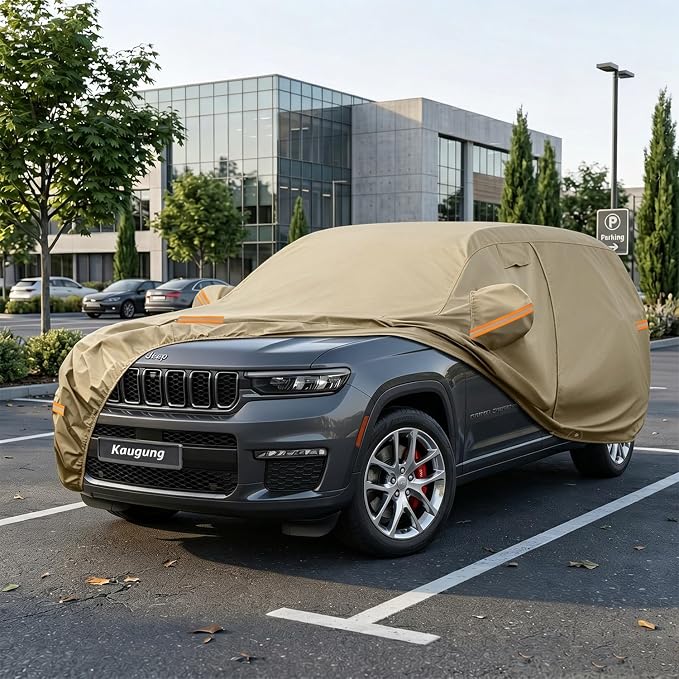Kaugung Custom Fit Car Cover for Jeep Grand Cherokee (2010-2026), Heavy Duty All Weather Waterproof Outdoor SUV Cover, Sun Rain UV Protection with Driver Door Zipper, Mirror Pockets & Air Vents