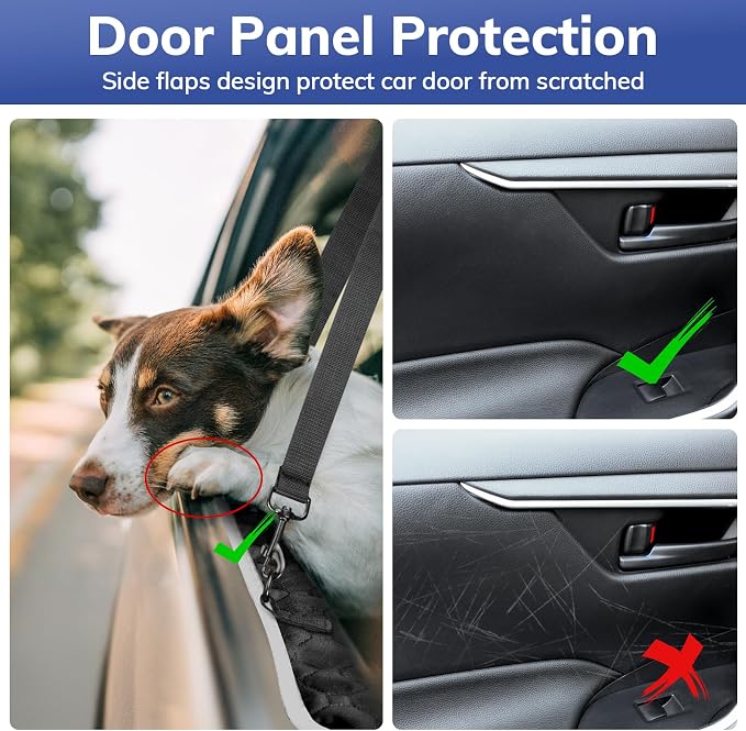 Mancro Waterproof Dog Back Seat Cover with Zipper Flap, Fit for F150/RAM | Visible Mesh Window,Split Seat Design，Great Gift，Storage Pockets，Effortless Cleaning, Designed for full-size trucks, Comfort