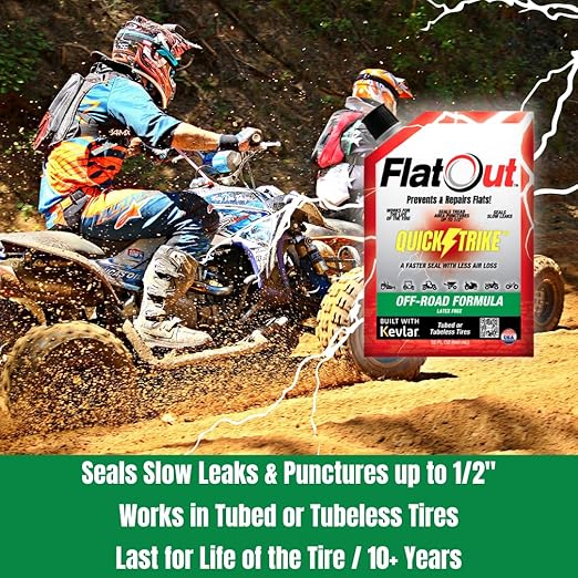 QuickStrike Tire Sealant - Off-Road Formula - New & Improved - Prevents Flat Tires - Seals Leaks - Contains Kevlar - Tubeless Tire Sealant - 32-Ounce Bag - Pack of 2