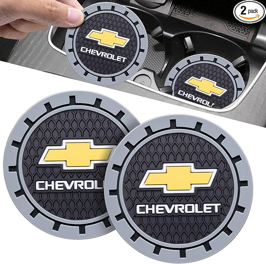 Car Cup Coaster, 2PCS Universal Non-Slip Cup Holders, Compatible with Chevy Series Car Cup Holder Coasters，Car Drink Coaster Holder Accessory, Black