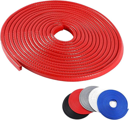 Car Door Edge Guards, 16Ft Rubber Seal Car Door Edge Trim, U Shape Door Edge Protector Guard, Aluminum Weather Proofing Automotive Door Edge Molding, Protection for Most Cars (Red)