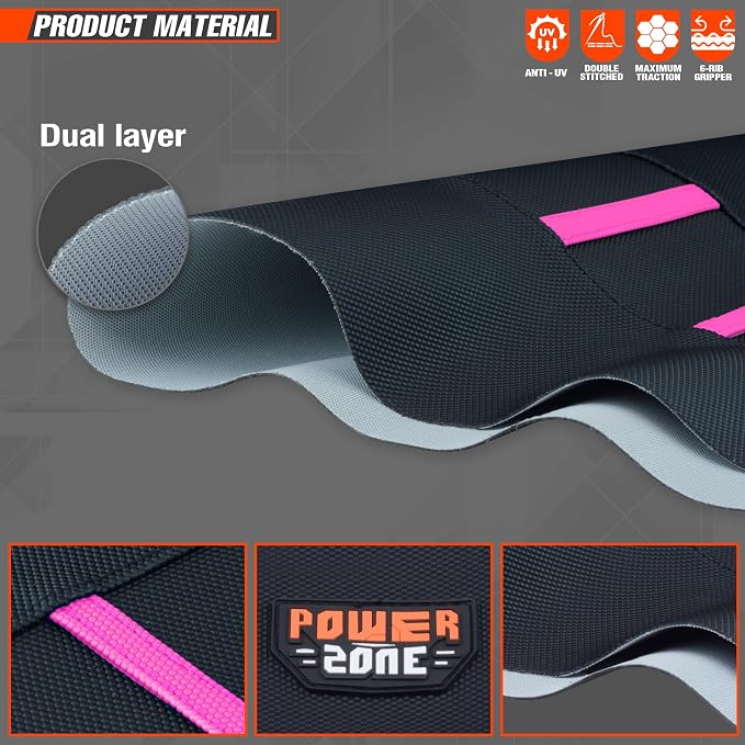 Universial Dirt Bike Seat Cover - Soft Ribbed Rubber Seat Covers for Motorcross Enduro (Pink)