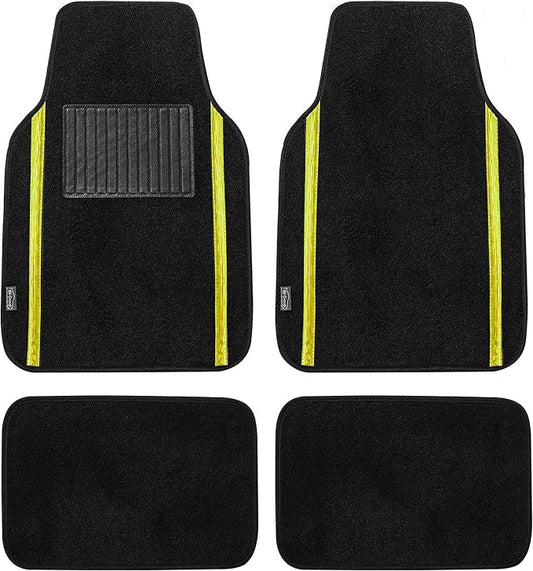 FH Group Universal Fit Car Floor Mats – All-Purpose Carpet Floor Mats & Protectors for Cars, SUVs & Trucks, Durable Automotive Carpet Mats, Yellow & Black