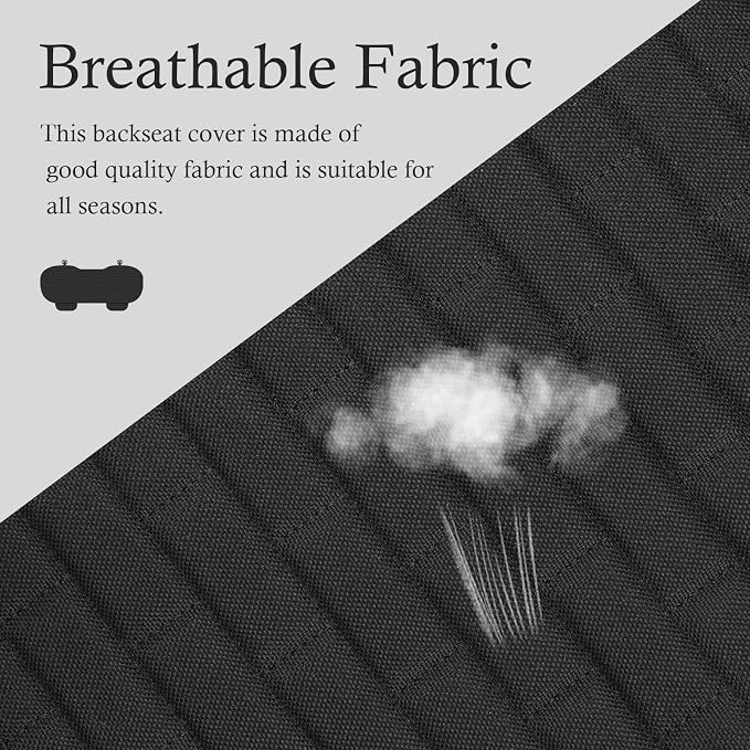 Car Back Seat Cover,Non-Slip & Breathable Bench Seat Cover with Side Pockets for Car Storage & Protecting Interiors,Universal All-Season Seats Back Protector for Most Cars,SUVs (Rear Seat Cover)