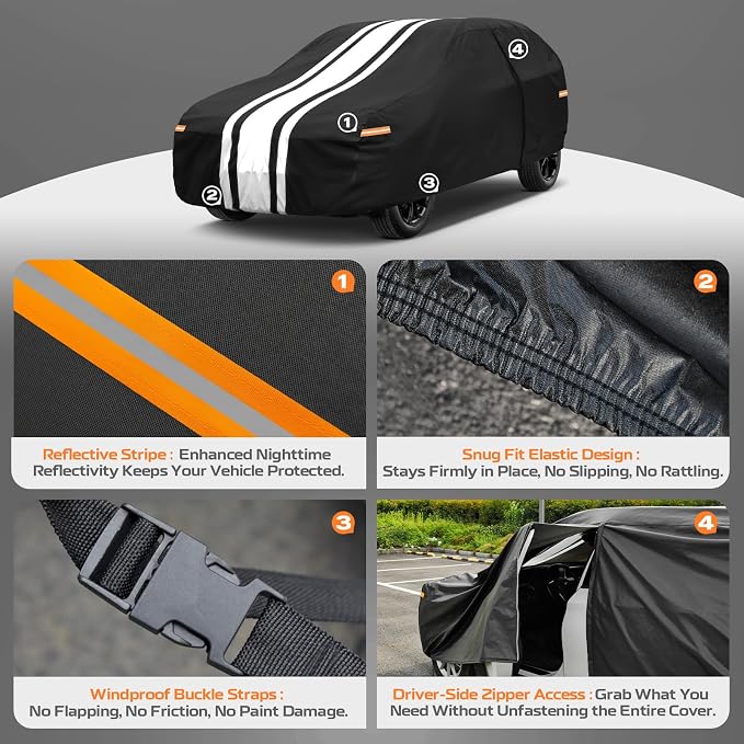 Kayme Heavy Duty Car Cover Custom Fit for Chevrolet Tahoe (2000-2026), Outdoor Full Exterior Cover with Tape and Towel, Rain Snow Sun UV Protection.