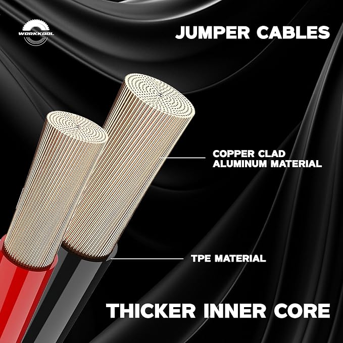 Heavy Duty Jumper Cables, Automotive Booster Cables for Starting Weak Batteries(16 Feet, 2-Gauge)
