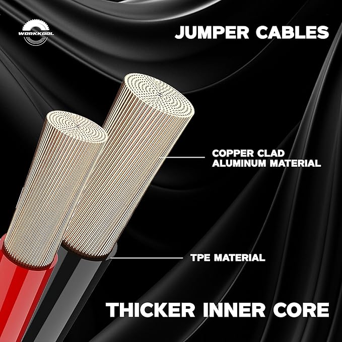 Jumper Cables for Car Battery，Heavy Duty Booster Cables for Jump Starting Dead or Weak Batteries, Emergency Start Cable for Car Van Truck with Carry Bag(8Gauge,10FT)