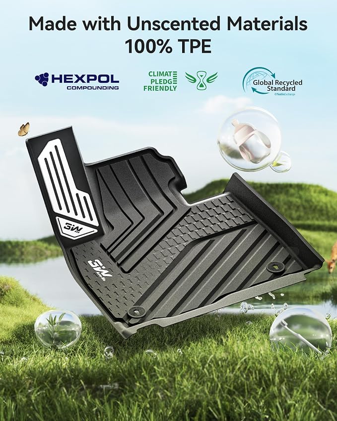 3W Floor Mats with Metal Pedals & Backrest Mats & Cargo Mats for Hyundai Palisade 2026 7/8 Passenger(Only Fit Gas), All Weather TPE Custom Fit Full Set Car Floor Liner Accessories, Black