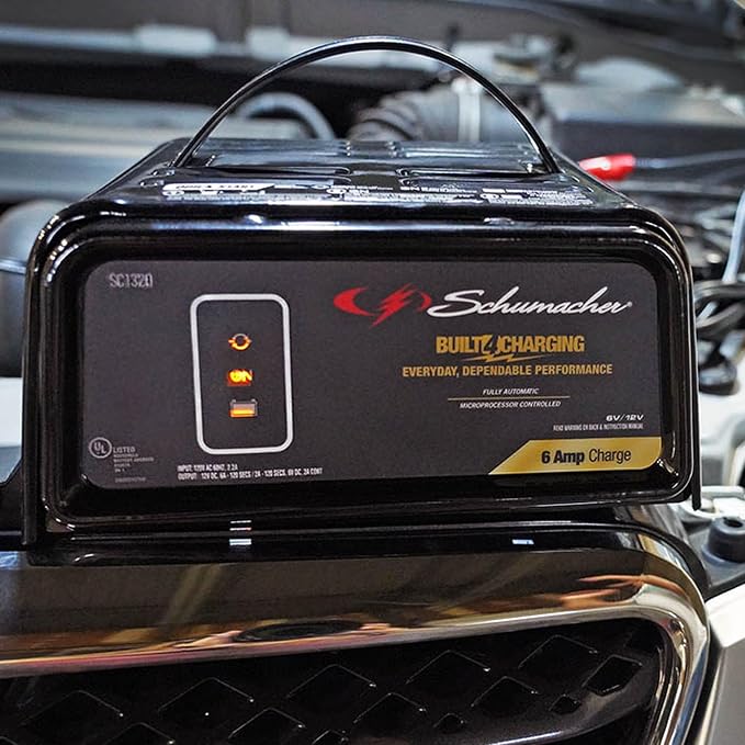 Schumacher Electric Battery Charger and Maintainer, SC1320, 3-in-1, Fully Automatic, 6 Amps, 6 Volt, 12 Volt, for Car, SUV, Truck, and Marine Batteries (Pack of 2)