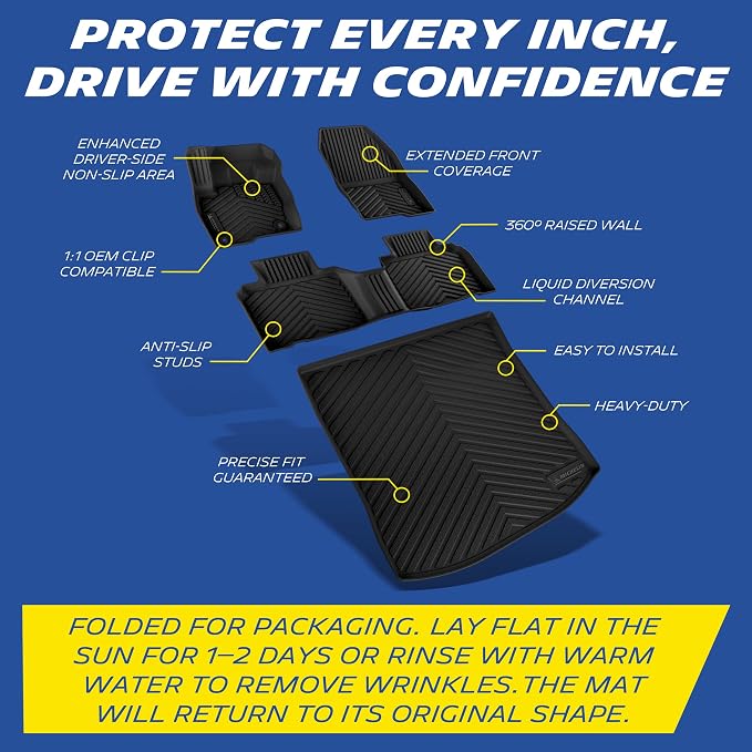 Michelin Vehicle Mats, All-Weather TPE Custom Fit Liner for 2015-2024 Ford Edge (4 Piece), Premier