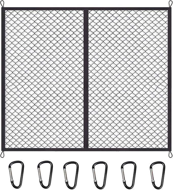 BAILALIBO Cargo Net with Metal Hooks, 48x48 in | Elastic stretchable mesh, adjustable for Pickup/SUV/truck, universal fit, trunk storage, heavy-duty car exterior accessory