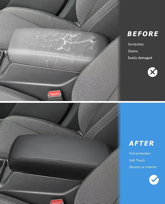 INTGET for 2023 2024 2025 2026 Honda CRV Center Console Cover Leather Middle Armrest Cover Center Console Lid Protector for 2026 Honda CRV Accessories (Black Stitches,2023+)