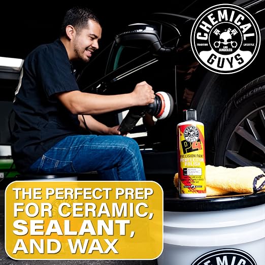 Chemical Guys, P4 Precision Paint Perfection Polish for Clear Coat, 16 oz | Refines swirls, towel marks and light defects, restoring deep gloss and clarity to clear coat, body-shop ready