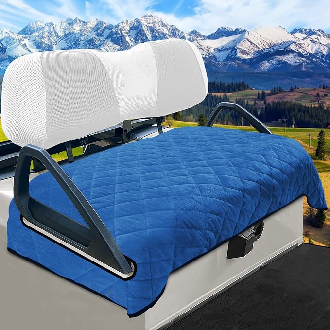 YOKYHOM Golf Cart Seat Covers, Thickened Short Plush Seat Towel Blanket with Non-Slip Backing, Soft & Heavy Duty, Fits Most 2 & 4 Passenger EZGO Yamaha Club Car, 51"x30.5", Deep Blue