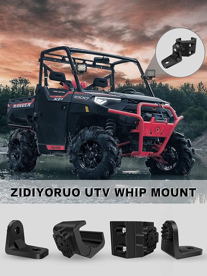 ZIDIYORUO Whip Light Mount for Pro-fit Cage Polaris Ranger General, 2PCS | Pro-fit Clamp, for Polaris Ranger, General, Can-Am Defender/Commander 2021+, Maverick Trail/Sport. Holds whip lights & flags