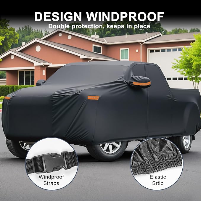 X AUTOHAUX Car Cover for Toyota Tundra 210D-PU Outdoor Full Car Cover All Weather with Door Zipper for Waterproof Windproof Sun Rain Snow Protection