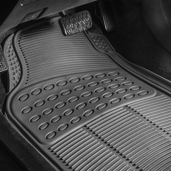 FH Group Car Floor Mats - Heavy-Duty Rubber Floor Mats for Cars, Universal Fit Full Set, Trimmable Automotive Floor Mats, ClimaProof Floor Mats For Most Sedan, SUV, Truck Floor Mats Gray