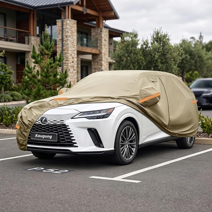 Kaugung Custom Fit Car Cover for Lexus RX RX330 RX350 RX400 RX450 RX500 (2003-2026), Heavy Duty All Weather Waterproof Outdoor SUV Cover with Driver Door Zipper, Mirror Pockets & Air Vents