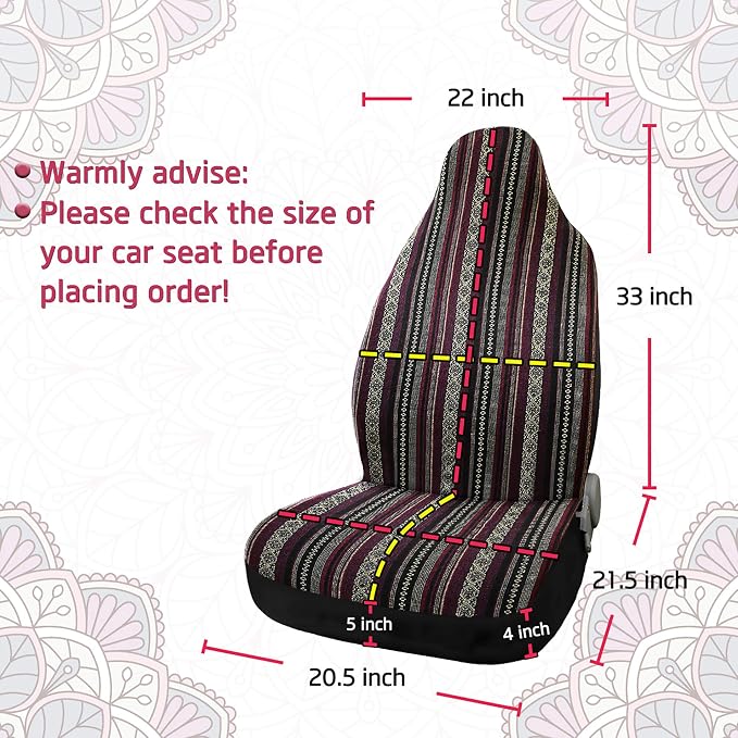 uxcell Universal Stripe Front Baja Bucket Seat Cover Saddle Blanket for Car SUV