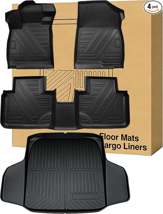 Floor Mats ＆ Cargo Liners Compatible with 2018-2022 Honda Accord，All Weather Waterproof Durable Anti-Slip Odorless Custom-fit Front Rear 2 Rows Back Trunk Tray Full Set Carpet Protection Liner