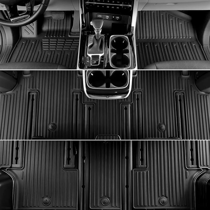 Floor Mats for Kia Carnival 2022-2026 Gas, Full Coverage All Weather Floor Mat Trunk Cargo Liner with Backrest Protectors & Door Sill Guards Accessories, Full Coverage Set (Fit 8 Seats)