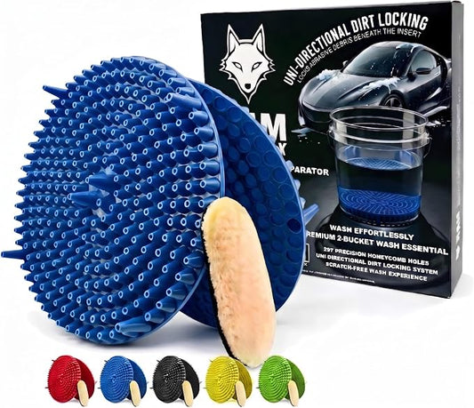 10.4" Heavy Duty Car Wash Bucket Insert (2-Pack) & Wash Mitt Kit - 10.6 oz Detailing Dirt Separator & Grit Trap, Scratch-Free Auto Wash, Fits 3.5 to 5 Gallon Buckets (Black Kit)