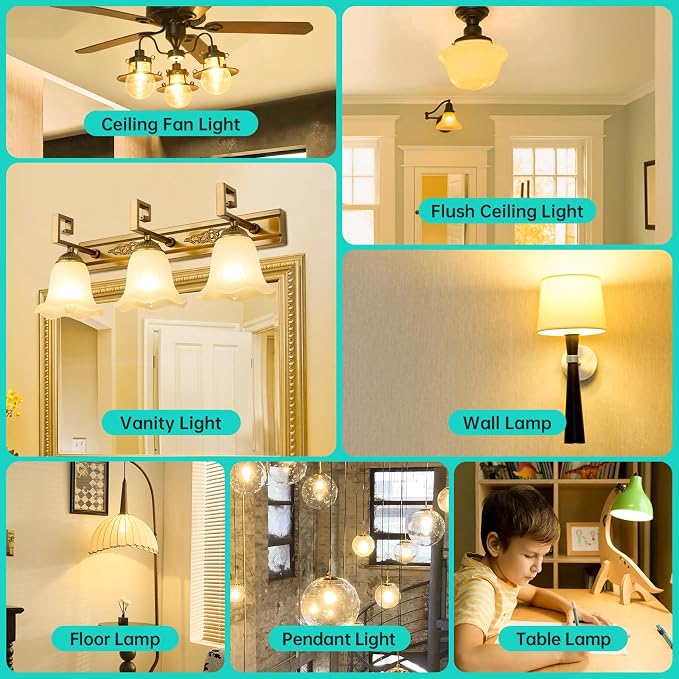 Vintage Edison LED Short Bulbs E26 G45 Small Globe 60W Dimmable 2700K 6PK | AMDTU Soft white Short round light bulb for Home Lighting Fixtures Ambiance in Living Rooms and Bedrooms 12Pack