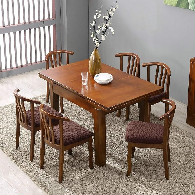 Genina Seat Covers for Dining Room Chair Seat Slipcovers Kitchen Chair Covers (Chocolate, 6 Pcs)