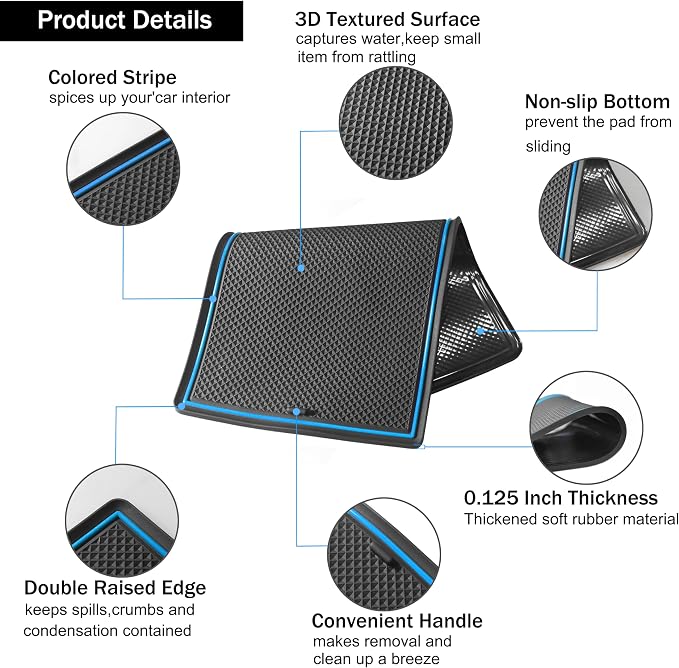 Cup Holder Insert for Telluride Accessories 2025 2024 2023 2022 2021 2020 Center Console Liners Door Pocket Slot Mats Non-Slip Anti Dust Pads Premium Interior 26Pcs Set (Blue Trim)