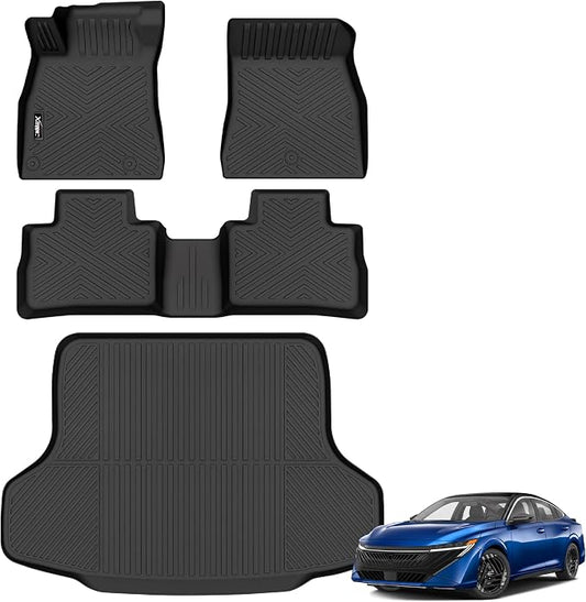 Floor Mats & Trunk Mat for 2026 Nissan Sentra | All Weather TPE Floor Liners Fit for Nissan Sentra 2026 1st & 2nd Row and Cargo Liner Odorless Anti-Slip Black Rubber Mats