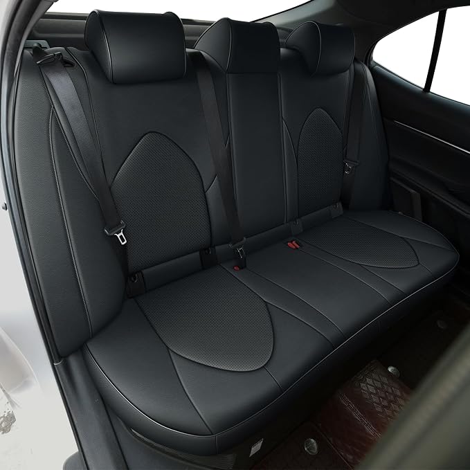 AOMSAZTO Car Seat Cover for Toyota Camry (Hybrid XLE Hybrid XSE) 2018-2024 Full Set Camry Seat Protector Leather Black