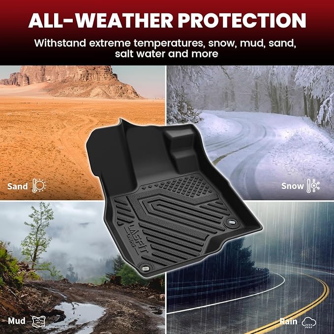 LASFIT Floor Mats & Trunk Cargo Liner for Acura RDX 2019-2026 SUV, Custom Fit All Weather TPE Floor Liners, 1st & 2nd Row Cargo Mat Set, Black