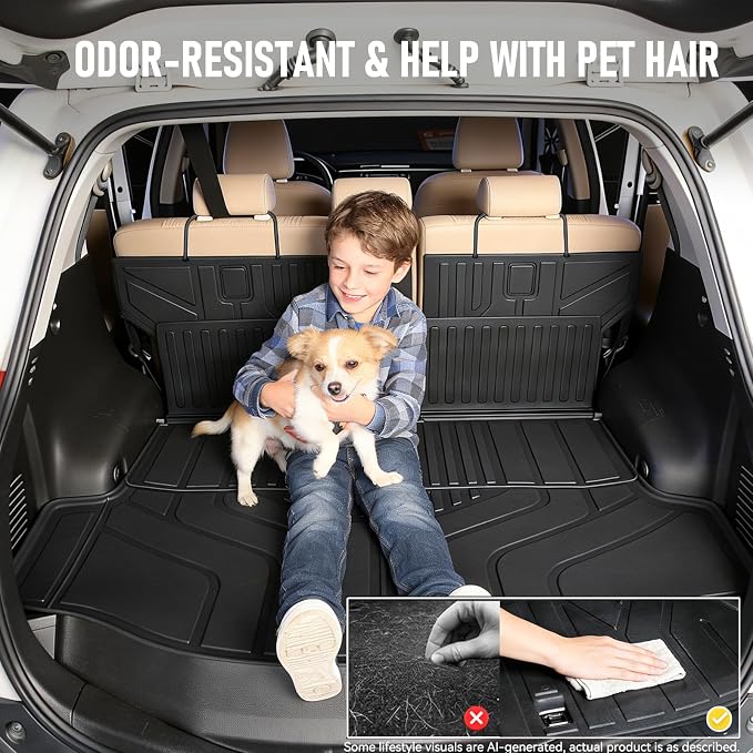 Cargo Mat for with Backrest Mat Replacement for ToyotaRAV4 2013-2018 (Include Hybrid) All Weather TPE CargoLiner Trunk Mat with Seat Back Mat Accessories
