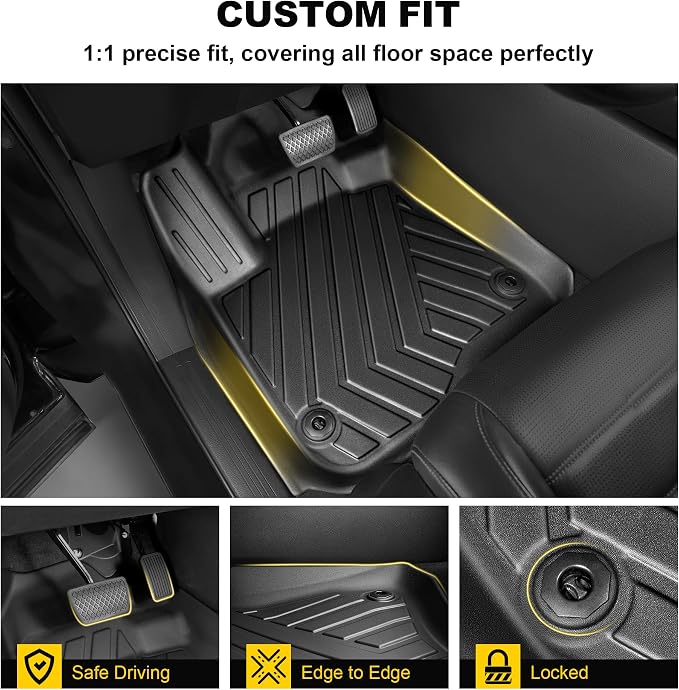 Full Set Floor Mats Fit for Honda HRV 2023-2027 Sport/LX/EX-L | for Acura ADX 2025-2026, All Weather TPE Custom Fit HR-V Floor Liners 1st & 2nd Row & Seat Back Mat & Cargo Mat