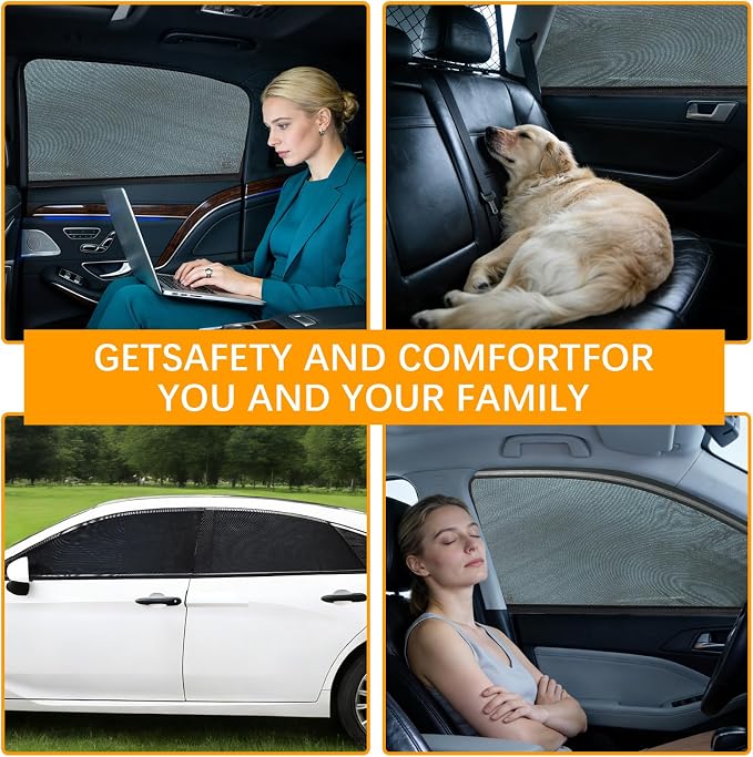 2 Pack Front Car Window Covers Car Window Shades Car Side Window Sun Shades, UV Protection Breathable Spandex Window Covers, Universal Fit Most (99%) of Cars(Medium 42.5"x21.5")