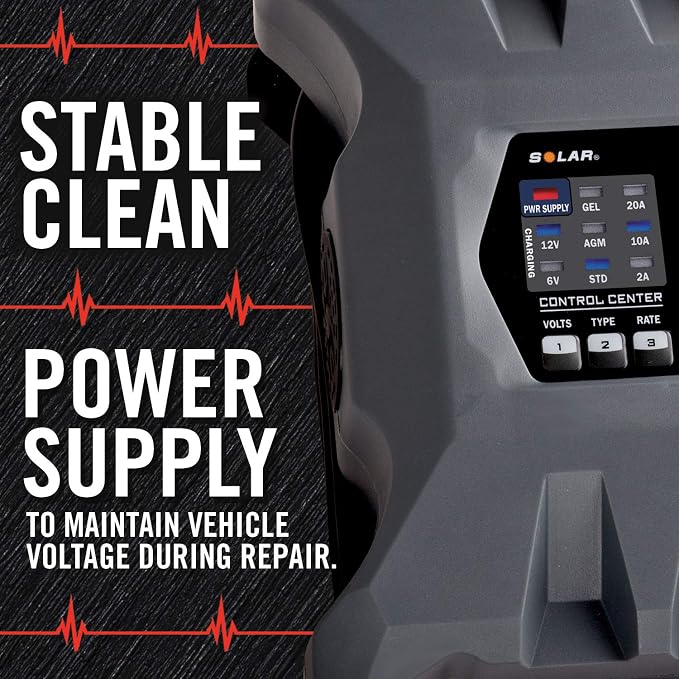 Clore Automotive PL2310 10-Amp Fully-Automatic Smart Charger, 6V and 12V Battery Charger, Battery Maintainer, and Stable Power Supply with Temperature Compensation