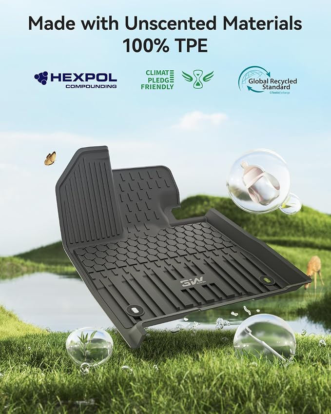 3W Floor Mats & Cargo Liner & Backrest Mats Fit Toyota Sienna 2024-2026 (Only for Platinum Version with Refrigerator) TPE Custom Fit Floor Liner and Trunk Mat for Sienna 7 Seat (w/o Spare tire)