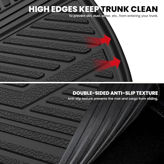 LASFIT Trunk Mat with Backrest Mat for Chevrolet Chevy Traverse 2009-2017/Buick Enclave 2008-2017, All Weather TPE Custom Fit Cargo Mat Trunk Liner with Backrest Mat, Black