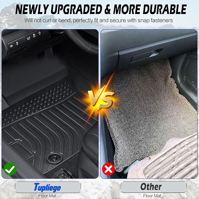 All Weather Rubber Car Floor Mats Compatible with 15-19 Ford Explorer Bench Seating No Fit Bucket Seating TPE Rubber Full Set Includes 1st 2nd Row Front Floor Mat (for 15-19 Ford Explorer Bench)